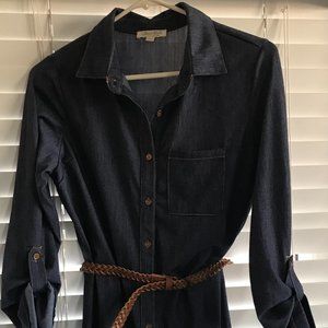 Denim Dress with Belt